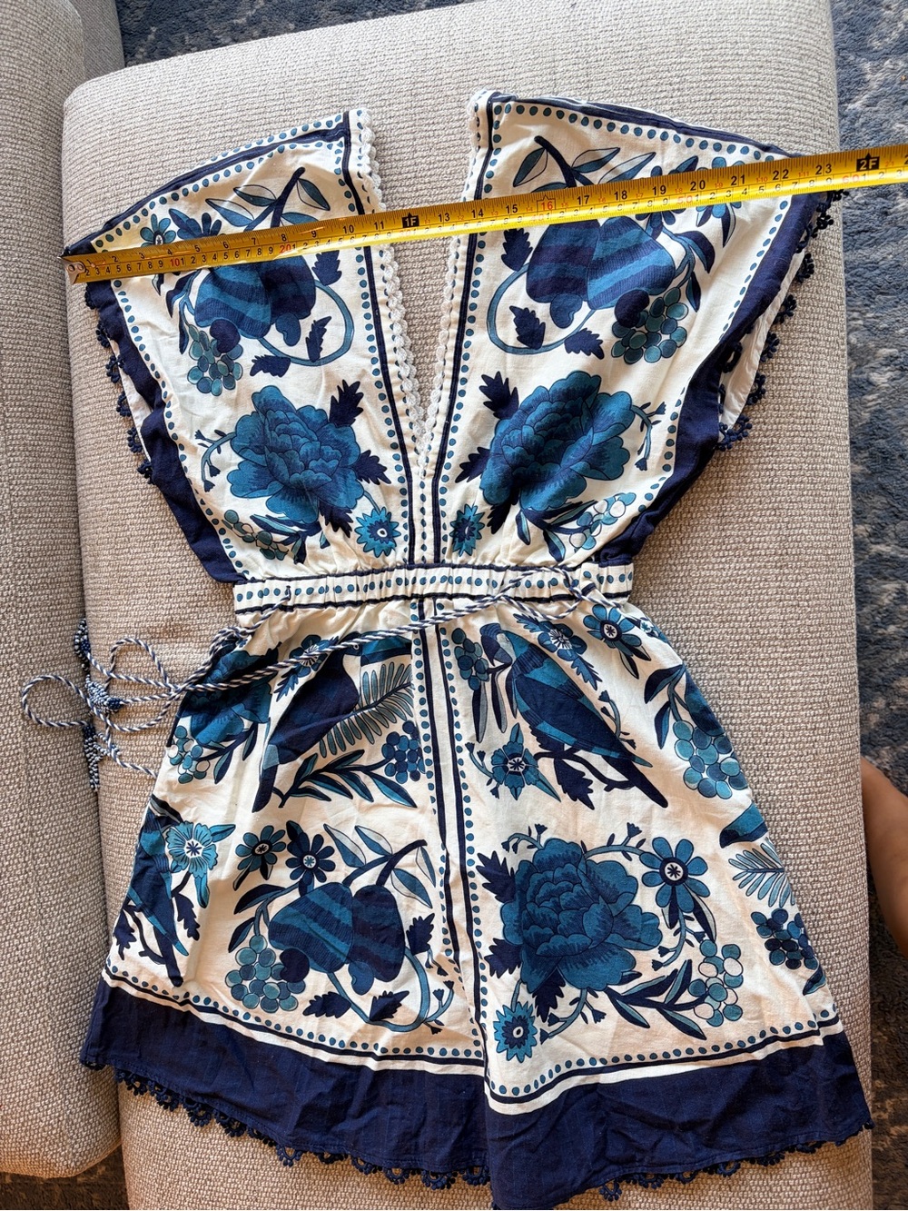 FARM Rio Blue & Navy Floral V-Neck Romper - Picture 9 of 10